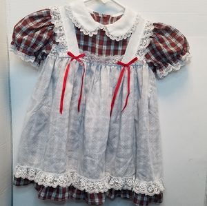 Kids Count Vintage Red Green Plaid Toddler Girls Dress 4T